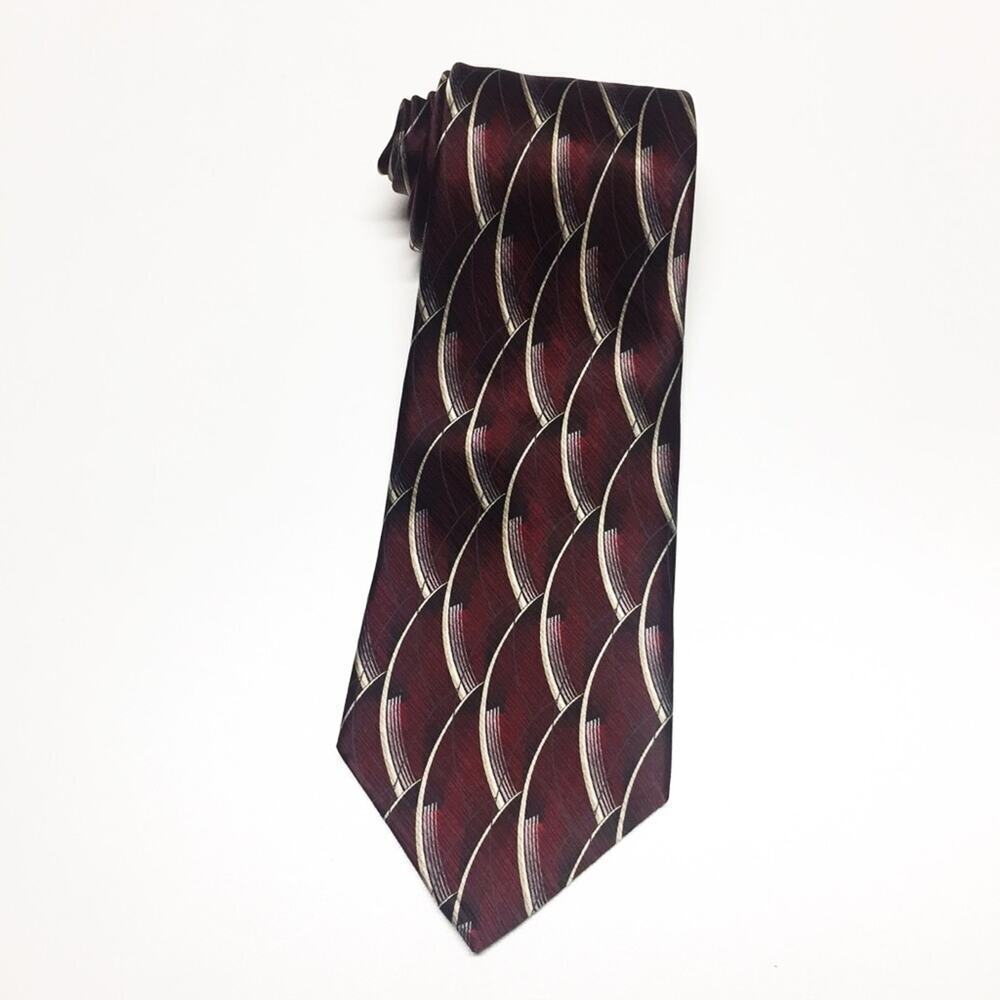 Stafford Men's Neck Tie 100% Silk Tie Burgundy and Grey Silk Tie